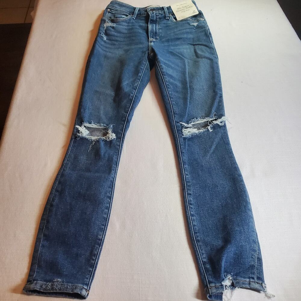 Abercrombie & Fitch Womens Size 23 000s High Rise Super Skinny Ankle Jeans Denim
